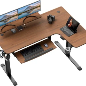 Standing Desk with Keyboard Tray, L Shaped Adjustable Standing Desk