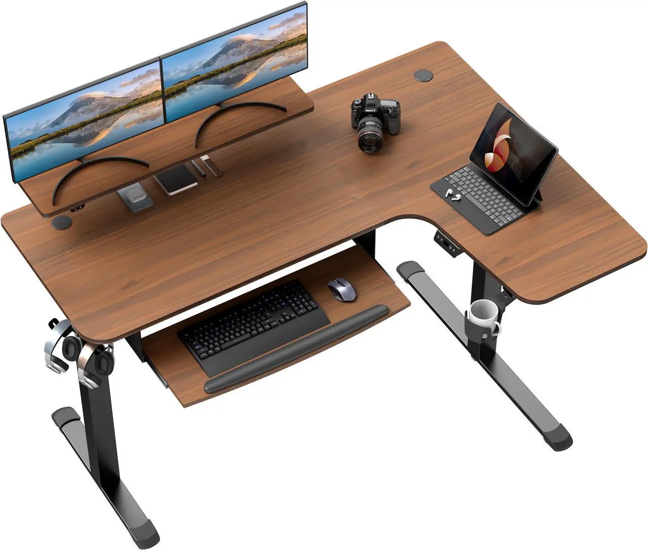 Standing Desk with Keyboard Tray, L Shaped Adjustable Standing Desk