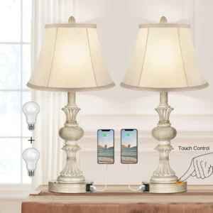 Touch Control Table Lamp Set of 2, 3-Way Dimmable Bedside Nightstand Lamp